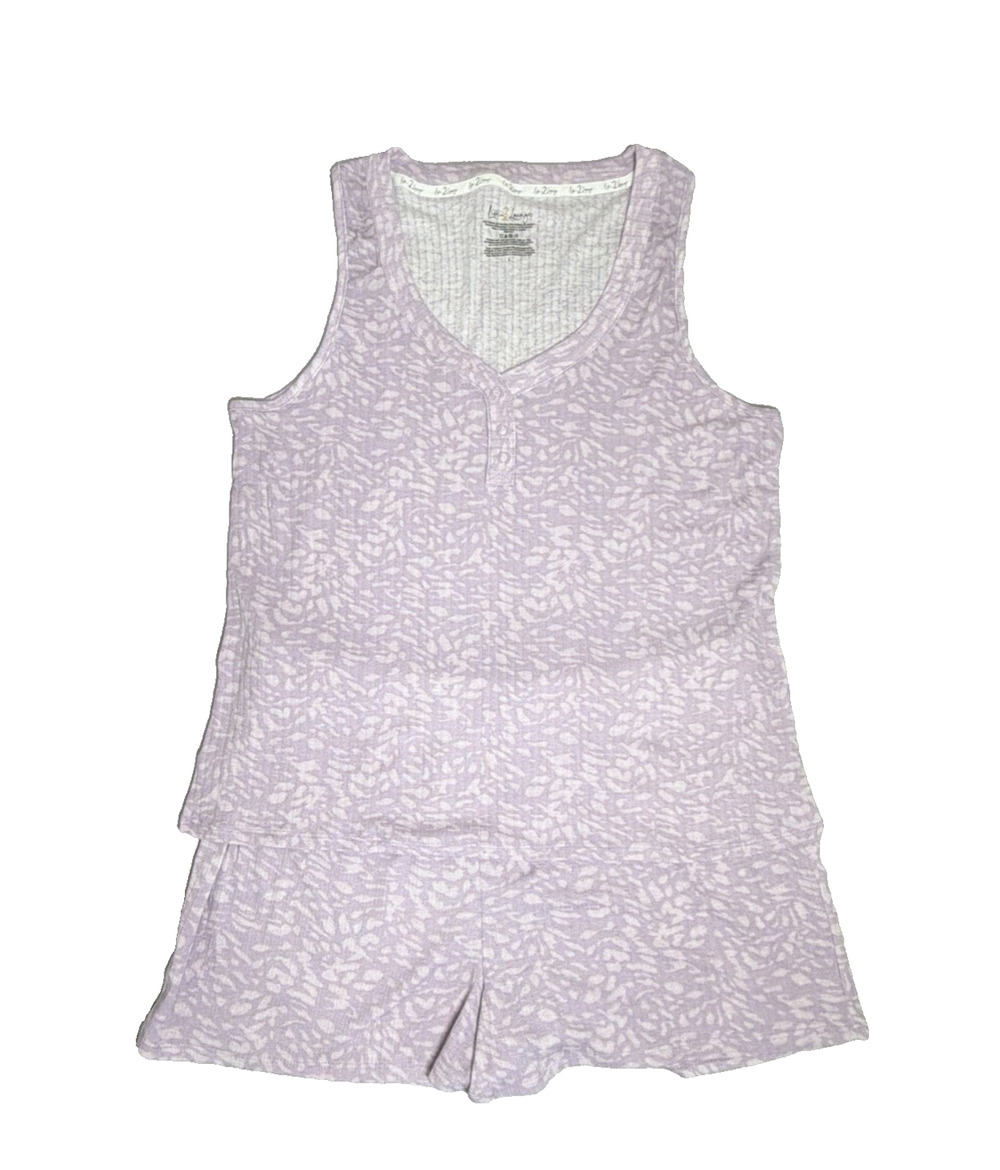 Live 2 Lounge 2 Piece Pajama Set Short Sleeve Shirt & Shorts Womens Large Comfy